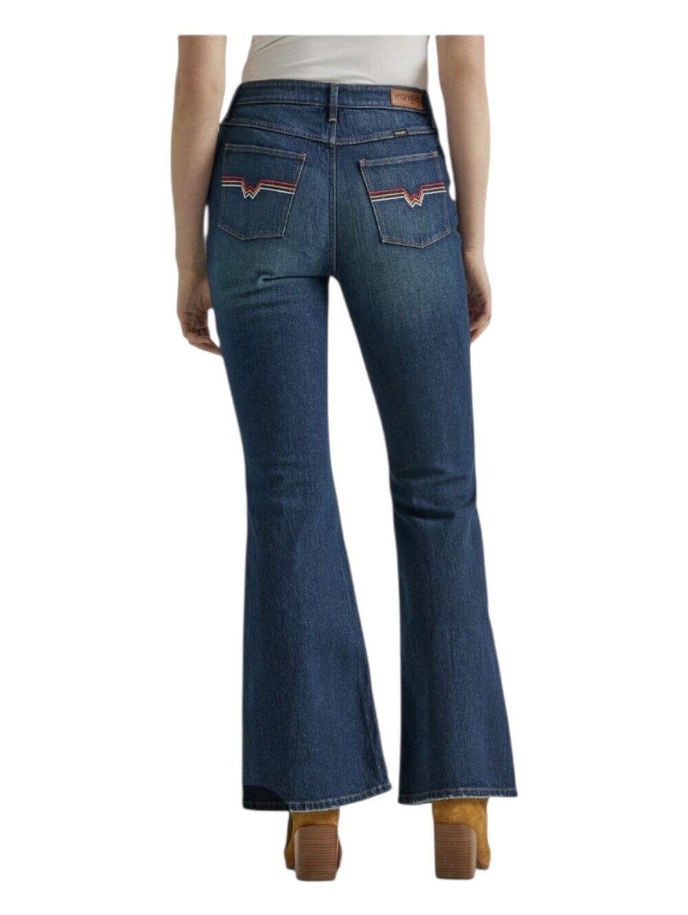 Wrangler Womens Brockton Rainbow Embroidered High Rise Fierce Flare Jeans 14